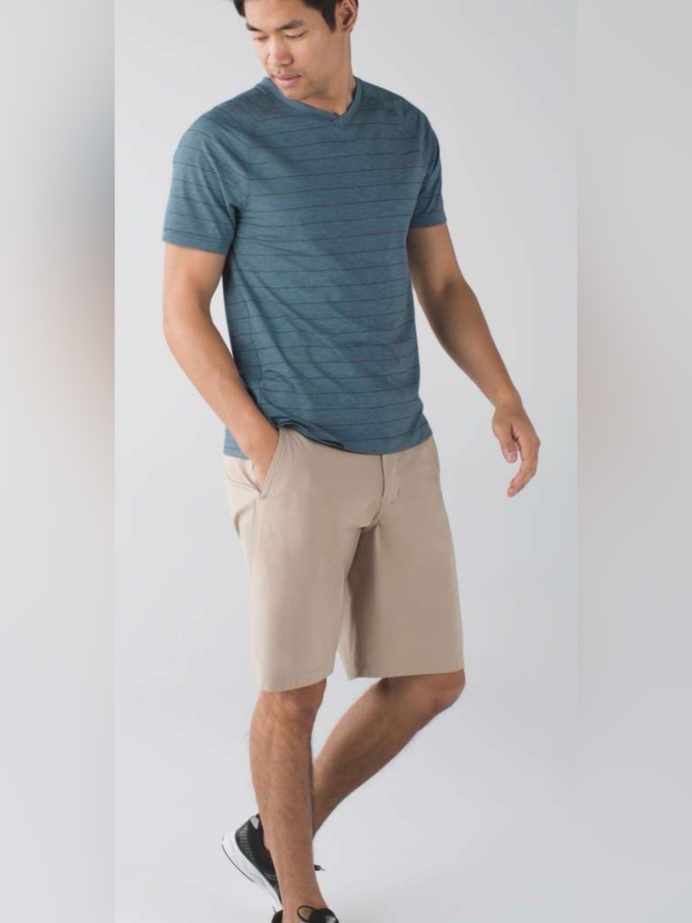 Lululemon Switch Back V-Neck Tee Blue Stripe est Large